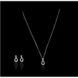 Sterling Silver and 18KT Yellow Gold Diamond Necklace and Earrings