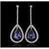 Image 1 : 14KT White Gold 7.09ctw Tanzanite and Diamond Earrings
