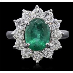 14KT White Gold 2.10ct Emerald and Diamond Ring