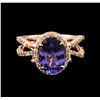 Image 1 : 14KT Rose Gold 4.34ct Tanzanite and Diamond Ring