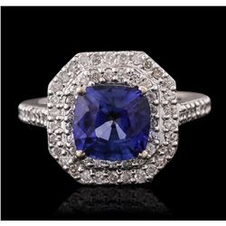 14KT White Gold 3.17ct Sapphire and Diamond Ring