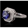 Image 2 : 14KT White Gold 3.17ct Sapphire and Diamond Ring