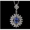 Image 1 : 14KT White Gold 4.45ct Tanzanite and Diamond Pendant with Chain