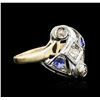 Image 2 : 14KT Two-Tone Gold 0.50ctw Sapphire and Diamond Ring