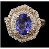 Image 1 : 14KT Yellow Gold 2.28ct Tanzanite and Diamond Ring