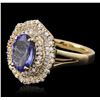 Image 2 : 14KT Yellow Gold 2.28ct Tanzanite and Diamond Ring
