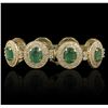 Image 2 : 14KT Yellow Gold 37.2ctw Emerald and Diamond Bracelet