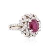 Image 2 : 14KT White Gold 3.02ct Ruby and Diamond Ring