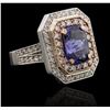 Image 2 : 14KT Rose and White Gold 4.29ct Tanzanite and Diamond Ring
