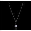 Image 1 : 14KT White Gold 3.72ctw Tanzanite and Diamond Pendant With Chain
