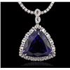 Image 3 : 14KT White Gold GIA Certified 46.34ct Tanzanite and Diamond Pendant With Chain