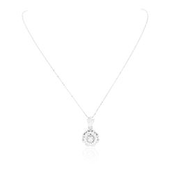 14KT White Gold 0.55ctw Diamond Pendant With Chain