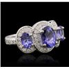 Image 2 : 14KT White Gold 2.75ctw Tanzanite and Diamond Ring