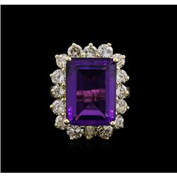 14KT Yellow Gold 10.53ct Amethyst and Diamond Ring