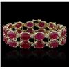 Image 1 : 14KT Yellow Gold 41.72ctw Ruby and Diamond Bracelet