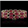 Image 2 : 14KT Yellow Gold 41.72ctw Ruby and Diamond Bracelet