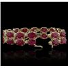 Image 3 : 14KT Yellow Gold 41.72ctw Ruby and Diamond Bracelet