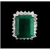 Image 1 : 14KT White Gold 10.52ct Emerald and Diamond Ring