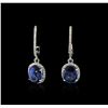 Image 1 : 14KT White Gold 3.91ctw Tanzanite and Diamond Earrings