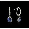 Image 2 : 14KT White Gold 3.91ctw Tanzanite and Diamond Earrings