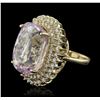Image 2 : 14KT Yellow Gold GIA Certified 9.79ct Kunzite and Diamond Ring