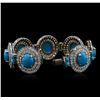 Image 3 : 14KT White Gold 46.69ctw Turquoise and Diamond Bracelet