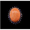 Image 1 : 13.94ct Coral and Sapphire Ring - 14KT Rose Gold