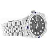 Image 3 : Gents Rolex Stainless Steel 1.00ctw Diamond and Sapphire DateJust Wristwatch