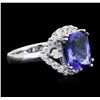 Image 2 : 14KT White Gold 3.37ct Tanzanite and Diamond Ring