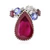 Image 1 : 14KT White Gold 13.09ctw Ruby, Tanzanite and Diamond Ring