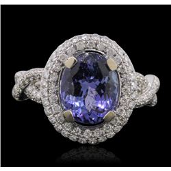 14KT White Gold 3.21ct Tanzanite and Diamond Ring