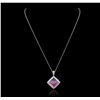 Image 1 : 14KT White Gold 2.45ct Sapphire and Diamond Pendant With Chain