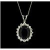 Image 1 : 14KT White Gold 6.05ct Sapphire and Diamond Pendant With Chain