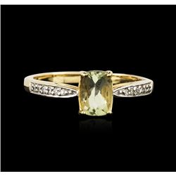 14KT Yellow Gold 0.79ct Green Tourmaline and Diamond Ring