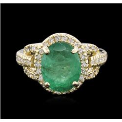 14KT Yellow Gold 2.84ct Emerald and Diamond Ring