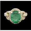 Image 1 : 14KT Yellow Gold 2.84ct Emerald and Diamond Ring