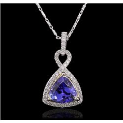 14KT Two-Tone Gold 2.72ct Tanzanite and Diamond Pendant With Chain