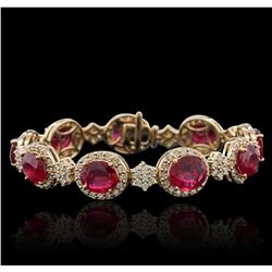 14KT Yellow Gold 22.95ctw Ruby and Diamond Bracelet