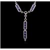 Image 1 : 18KT White Gold 14.50ctw Sapphire and Diamond Necklace