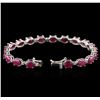 Image 3 : 14KT White Gold 20.33ctw Ruby and Diamond Bracelet