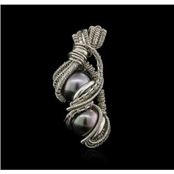 Custom Handmade Double Tahitian Pearl Wore Woven Pendant