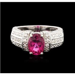 14KT White Gold GIA Certified 2.35ct Tourmaline and Diamond Ring