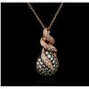 Image 2 : 14KT Rose Gold 0.50ctw Diamond Pendant With Chain