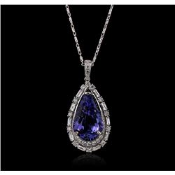 18KT White Gold 8.69ct Tanzanite and Diamond Pendant With Chain