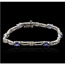 14KT White Gold 3.12ctw Sapphire and Diamond Bracelet