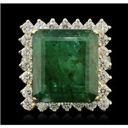 14KT Yellow Gold 15.19ct Emerald and Diamond Ring