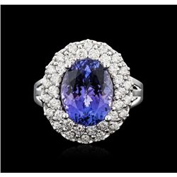 14KT White Gold 6.40ct Tanzanite and Diamond Ring