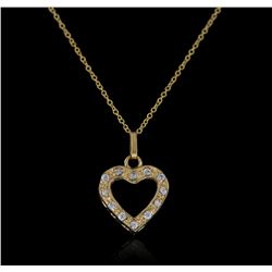 14KT Yellow Gold 0.10ctw Diamond Heart Pendant With Chain