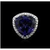 Image 1 : 14KT White Gold GIA Certified 28.41ct Tanzanite and Diamond Ring