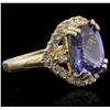 Image 2 : 14KT Yellow Gold 5.78ct Tanzanite and Diamond Ring